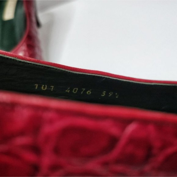 80s Gucci Croc Spectator Classic Heeled Pump Red Black Size 39.5 - Picture 7 of 10